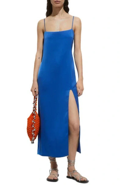 Mango Satin Slipdress In Blue