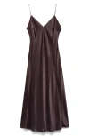 Mango Satin Slipdress In Brown