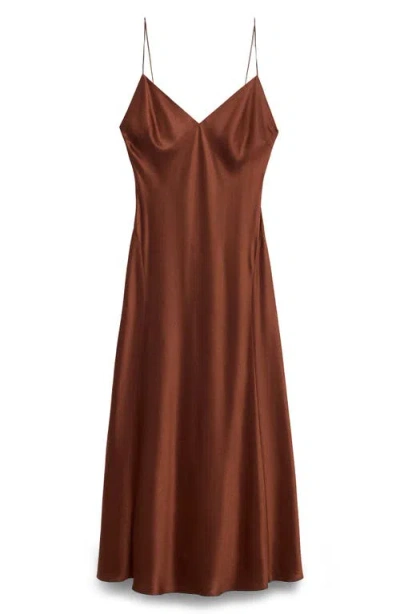Mango Satin Slipdress In Brown