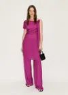 Mango Satin Straight-fit Trousers Purple In Pink