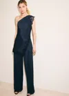 Mango Satin Straight-fit Pants In Blue