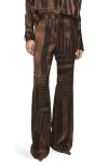 Mango Satin Striped Trousers Brown In Brown