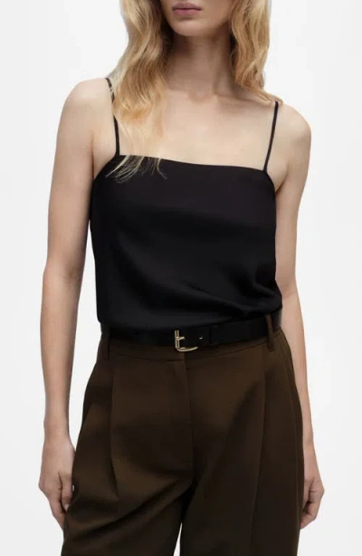 Mango Satin Tank In Black
