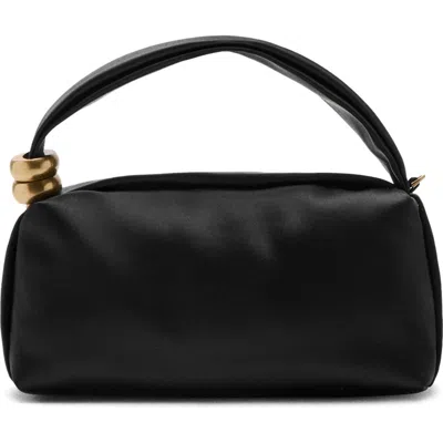 Mango Satin Top Handle Bag In Black