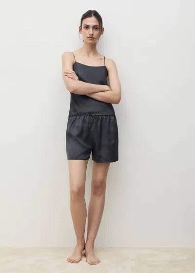 Mango Satin Top With Straps Dark Grey