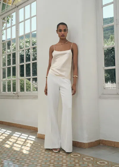 Mango Top Satiné Bretelles Écru - Femme - S -  In Sand