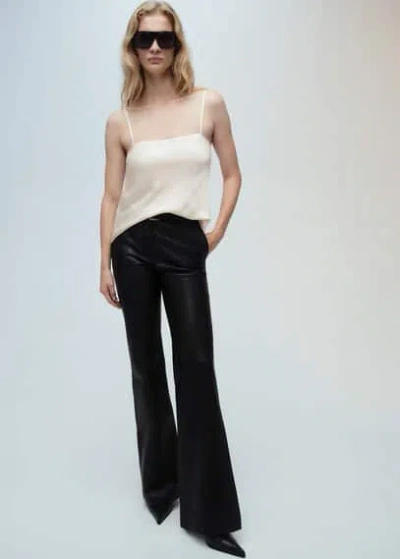 Mango Satin Top With Thin Straps Off White