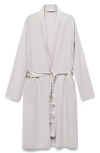 Mango Satin Trim Cotton Blend Robe In Gray