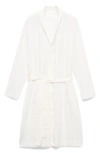 Mango Satin Trim Cotton Blend Robe In White