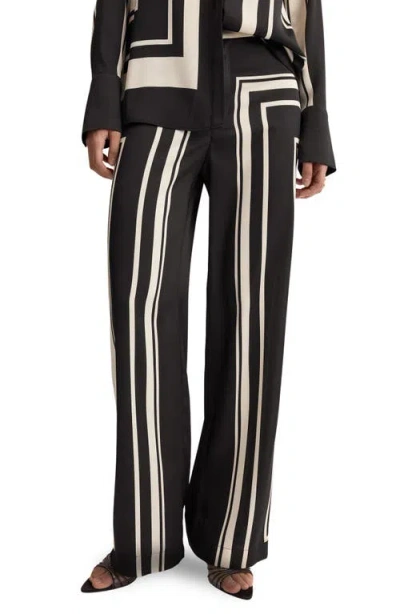 Mango Satin Wide Leg Pants In Black