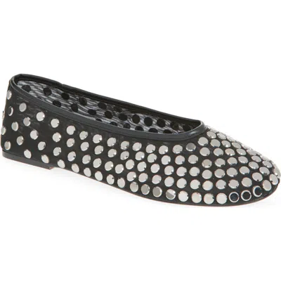 Mango Savoir Studded Mesh Flat In Black