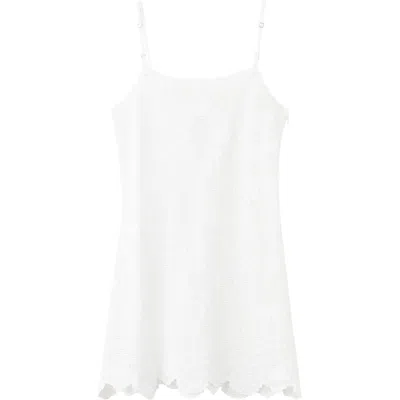 Mango Scalloped Crochet Cotton Minidress In White