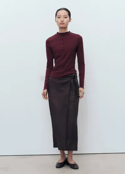 Mango Scalloped Edges T-shirt Burgundy