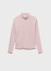 Mango Kids' Scalloped Hem Striped T-shirt Pink In Neutral