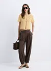Mango Scalloped Open-knit Cardigan In Pastel Yellow