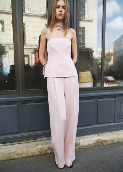 Mango Scarf Neck Top In Light/pastel Purple