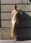 Mango Robe Sequins Décolletée Dans Le Dos Jaune Pastel - Femme - L -