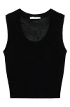 Mango Scoop Neck Cotton Blend Sweater Tank In Black