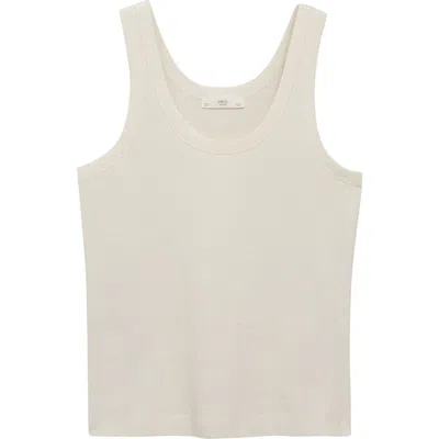 Mango Scoop Neck Cotton Tank In Gray