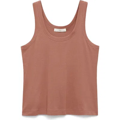 Mango Scoop Neck Cotton Tank In Pink