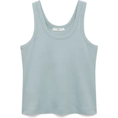Mango Scoop Neck Cotton Tank In Pastel Mint
