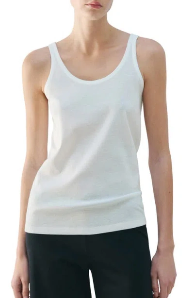 Mango Scoop Neck Cotton Tank In White