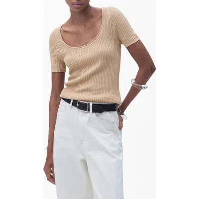 Mango Scoop Neck Short Sleeve Rib Sweater