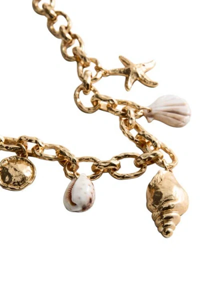 Mango Sea Shell Charm Necklace In Gold