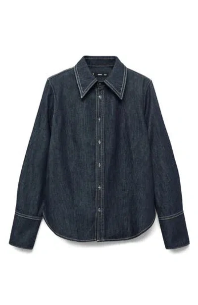 Mango Seam Denim Shirt In Blue