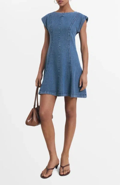 Mango Seam Detail Flare Denim Dress In Multi