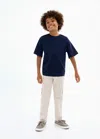 Mango Kids' Seam Detail T-shirt Navy In Blue