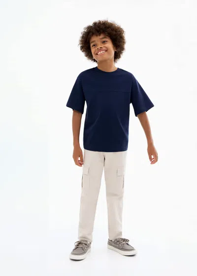 Mango Kids' Seam Detail T-shirt Navy