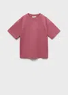 Mango Kids' Seam Detail T-shirt Wine In Pink