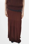 Mango Women's Seam Detail Knitted Long Skirt In Brown