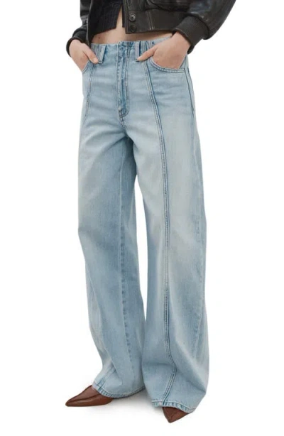 Mango Seamed Balloon Jeans In Blue