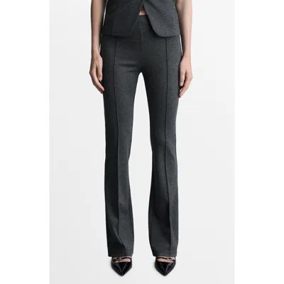 Mango Seamed Flare Leg Pants In Grey