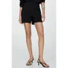 Mango Seamed High Waist Straight Leg Twill Shorts In Black