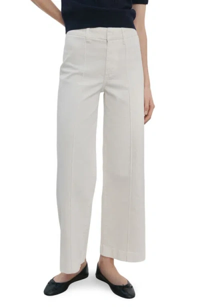 Mango Seamed High Waist Wide Leg Jeans In White