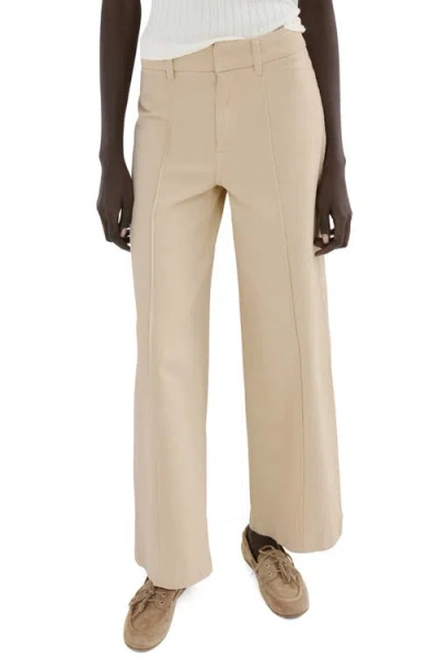 Mango Seamed High Waist Wide Leg Jeans In White