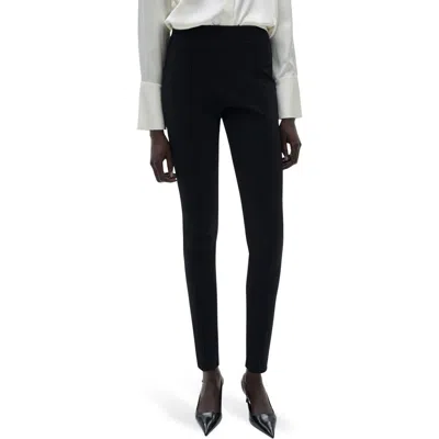 Mango Seamed Leggings In Black