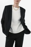 Mango Selection Collarless Blazer In Black