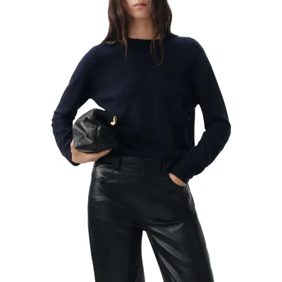 Mango Selection Crewneck Wool Sweater In Blue