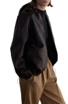 Mango Selection Hooded Leather Zip Jacket In Brown
