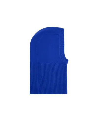 Mango Selection Knit Ribbed Wool/cashmere-blend Balaclava In Blue