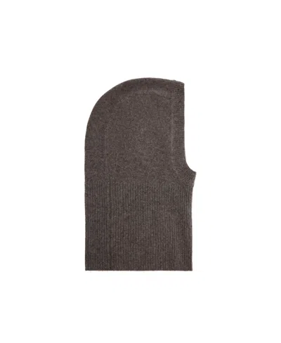 Mango Selection Knit Ribbed Wool/cashmere-blend Balaclava In Brown