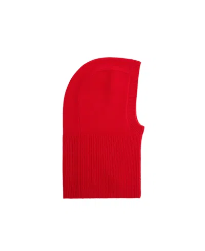 Mango Selection Knit Ribbed Wool/cashmere-blend Balaclava In Red