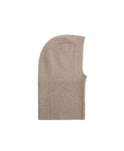 Mango Selection Knit Ribbed Wool/cashmere-blend Balaclava In Neutral