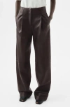 Mango Selection Leather Straight Leg Pants In Brown