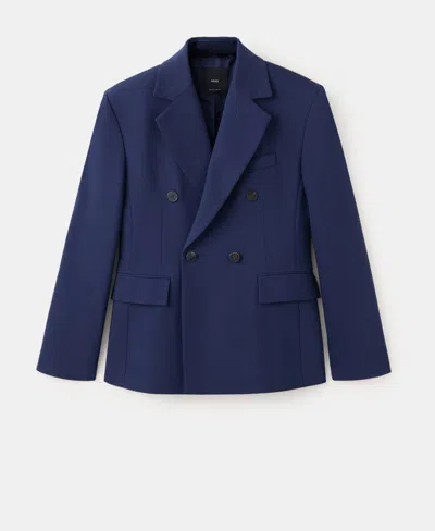 Mango Double Breasted Suit Blazer In Blue