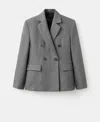 Mango Double Breasted Suit Jacket In Gray